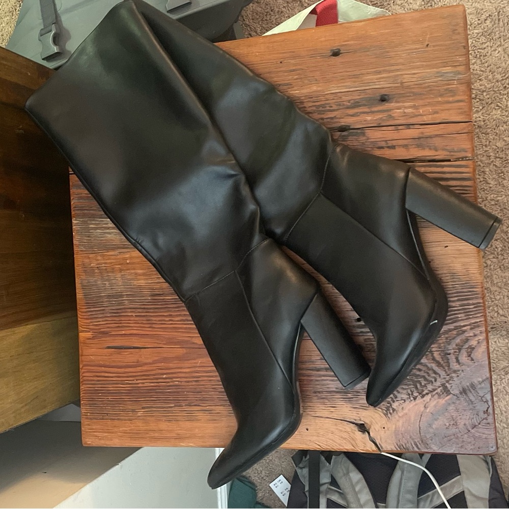 Elegant Black Leather Knee-High Boots